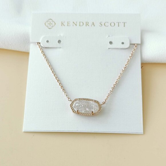 NEW Kendra Scott Elisa Rose Gold Drusy Necklace - Picture 1 of 3